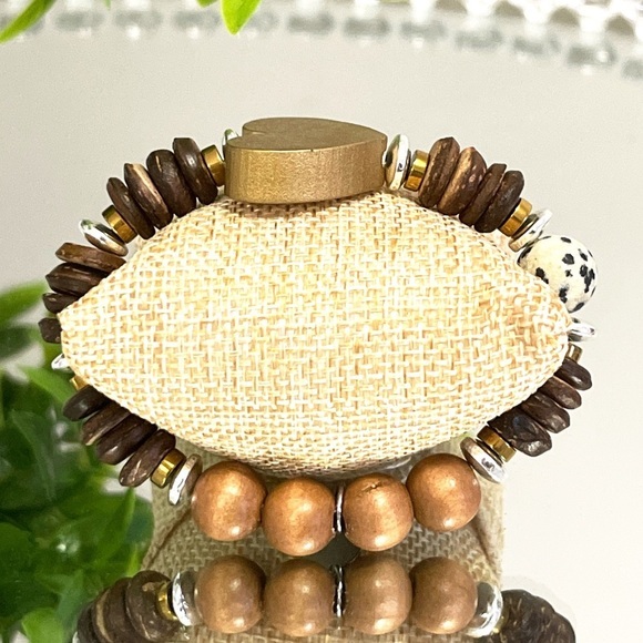 🪵✨♥️Boho style Bracelet ✨hematite stone ✨matte Dalmatian - Picture 6 of 8